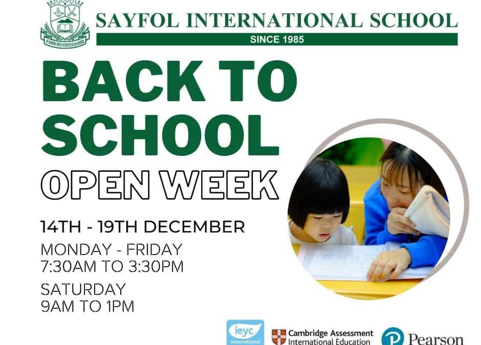 Back to School Open Week!