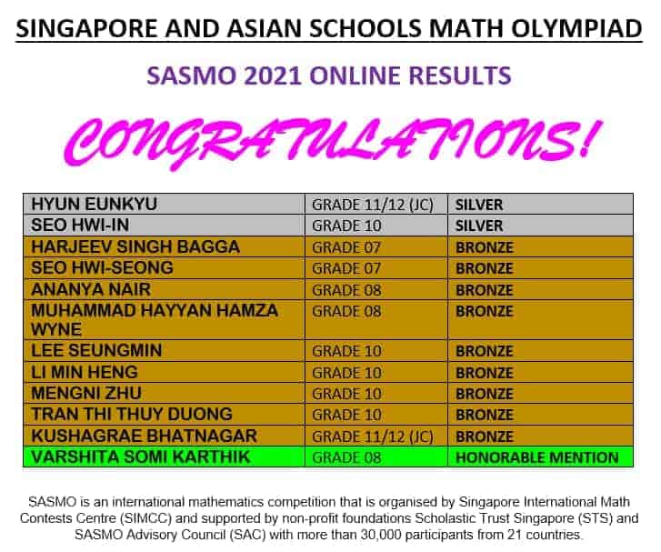 Singapore and Asian Schools Math Olympiad